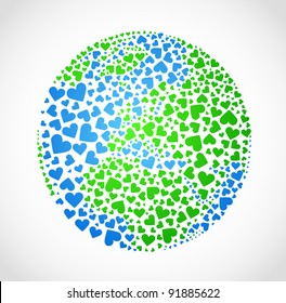 Image of the earth in the form of hearts (the world in love)