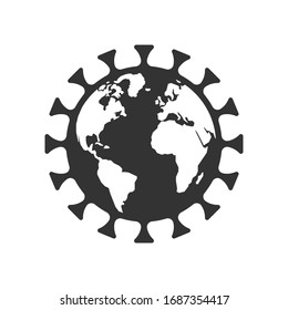 The image of the earth in the form of a virus. Illustration dedicated to the spread and pandemic of the coronovirus throughout the Earth. Epidemic and Pandemic Covid-19. EPS 10