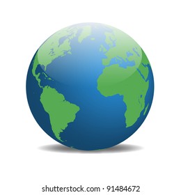 Image of the earth isolated on a white background.