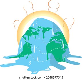 Image of the earth melting due to warming