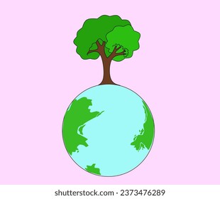 image of earth and old trees. the concept of nature, loving nature, protecting nature