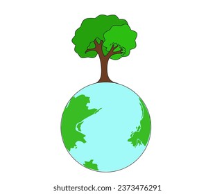 image of earth and old trees. the concept of nature, loving nature, protecting nature