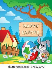 Image with Easter bunny and sign 8 - eps10 vector illustration.