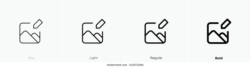 image edit icon. Thin, Light Regular And Bold style design isolated on white background