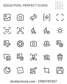 Image Editing, Adjustments, Image Gallery, Photo Editing. Simple Interface Icons for Web and Mobile Apps. Editable Stroke. 32x32 Pixel Perfect.