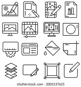 Image editing icon vector set. online editor illustration sign collection. program interface symbol or logo.
