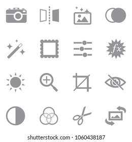 Image Editing Icons. Gray Flat Design. Vector Illustration. 