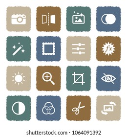 Image Editing Icons. Grunge Color Flat Design. Vector Illustration. 