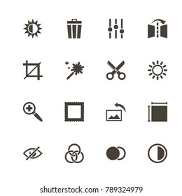 Image Editing icons. Perfect black pictogram on white background. Flat simple vector icon.