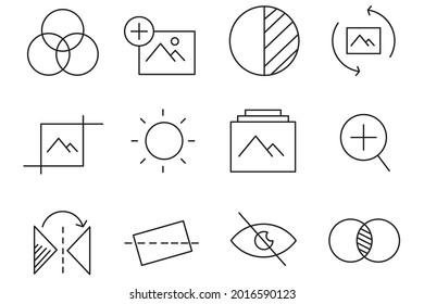 Image Editing set. Image Editing pack symbol vector elements for infographic web