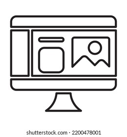 Icono de la línea de arte del editor de imágenes en el fondo blanco