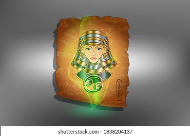 The image of the Egyptian goddess on papyrus with the Sign of the Zodiac.