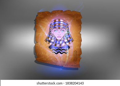 The image of the Egyptian goddess on papyrus with the Sign of the Zodiac.