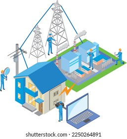 Image of electricity from power plant to home