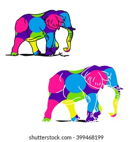 The image of an elephant on a white background