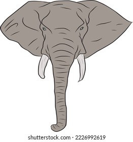 Una imagen de un elefante que se puede usar para hacer logos y libros para niños, es una ilustración vectorial plana