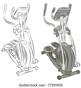 An image of a elliptical machine line drawing.