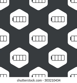 Image of empty battery in hexagon, repeated on black
