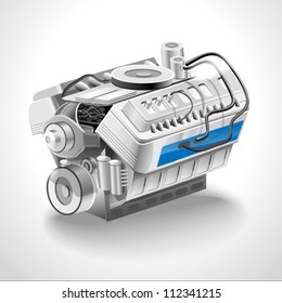 The Image Of An Engine On White Background Vector Illustration