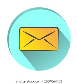 image of an envelope icon in a tosca green circle and white background.