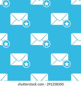 Image of envelope with star, repeated on blue background