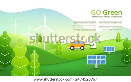 Image of Environmental sustainability vector poster editable social media post about go green concept, save the earth, earth day, recycle illustration, zero waste, and environmental protection