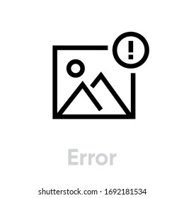 Image Error icon. Editable Vector Outline. Flat symbol page mistake or site mistake on white background. Single Pictogram.