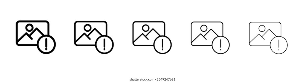 Image error icon thin line outline set or collection