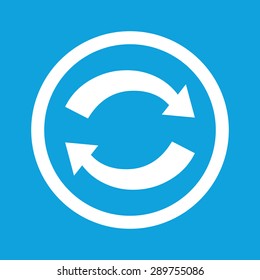 Image of exchange symbol in circle, isolated on blue
