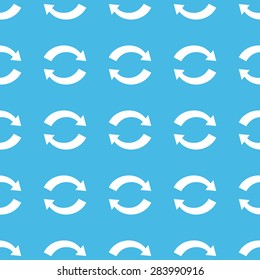 Image of exchange symbol, repeated in straight lines on blue background