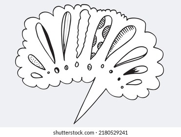 Image of exlamation mark icon in doodle style on white background.