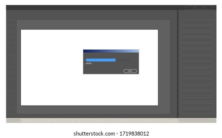 image export window with loading bar. Screen programs for working with pictures. Vector