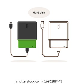 Image of an external memory drive. Flat and linear. Vector illustration.