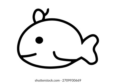 La Imagen es un dibujo de línea en blanco y negro extremadamente simple de un pez, visto de perfil.