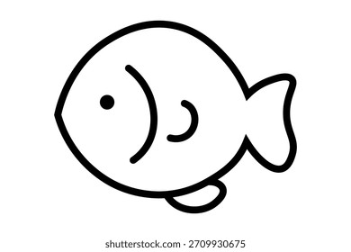 La Imagen es un dibujo de línea extremadamente simple en blanco y negro de un pez, visto de perfil