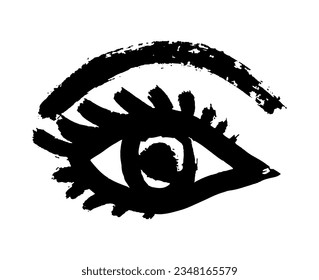 An image of an eye with texture. Hand drawn. Vector. Icon. Grunge.