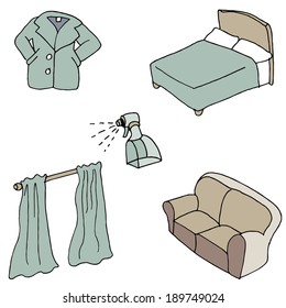 An image of fabric softener with useful items to spray.