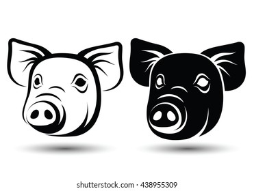 image of face pig silhouette and drawing design on white background,vector illustration