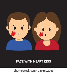 Image of faces with heart kiss. Face with expression.