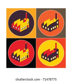 Image factory in isometric projection on a colored background