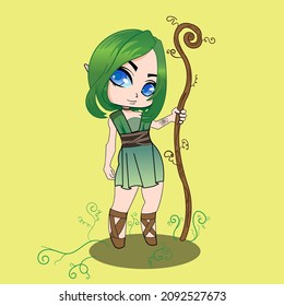 image of a fairy girl who gives life to living things suitable for game character designs, anime, mascots, wallpapers, t-shirt designs