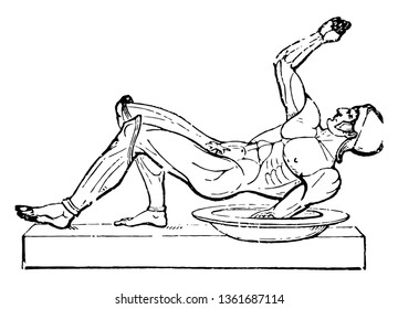 An image of a Fallen soldier, vintage line drawing or engraving illustration.