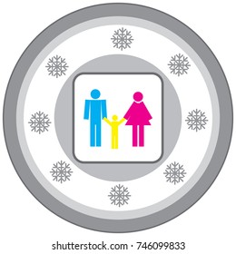 An image of a family. The avatar element for the player. Retro picture. Print for the designer. Gift card, badge.