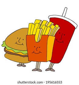 Imagen de personajes de comida rápida.