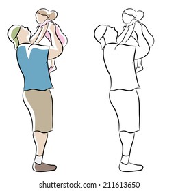 An image of a father lifting his daughter.