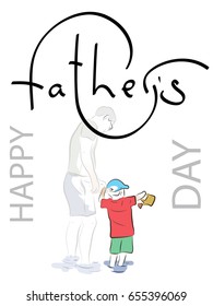 Image of father and son. Inscription by the Letters of Happy Father's Day. 