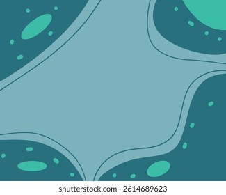 The image features an abstract composition with a smooth, flowing design that evokes a sense of movement and fluidity. A predominant soft blue-green hue spans the background, while lighter shades form