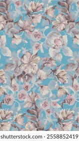 The image features a background pattern characterized by a floral motif. The design likely includes lilac flowers, giving it a delicate and vibrant appearance. This pattern could be utilized 