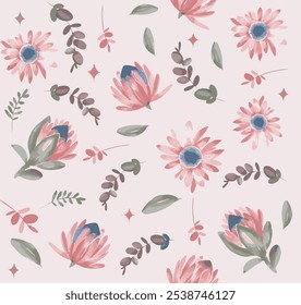 The image features a background pattern that incorporates floral designs on a fabric. The tags suggest that the design prominently displays flowers, emphasizing its textile nature.