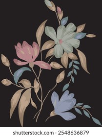 The image features a background pattern that likely complements or enhances the overall composition. It includes elements related to flowers and plants, showcasing intricacies such as petals 